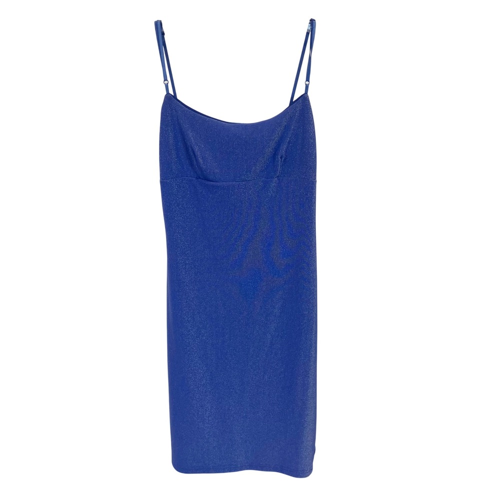 City Triangles Vintage Y2K Blue Metallic Glitter Mini Dress 90s Glam Size Medium